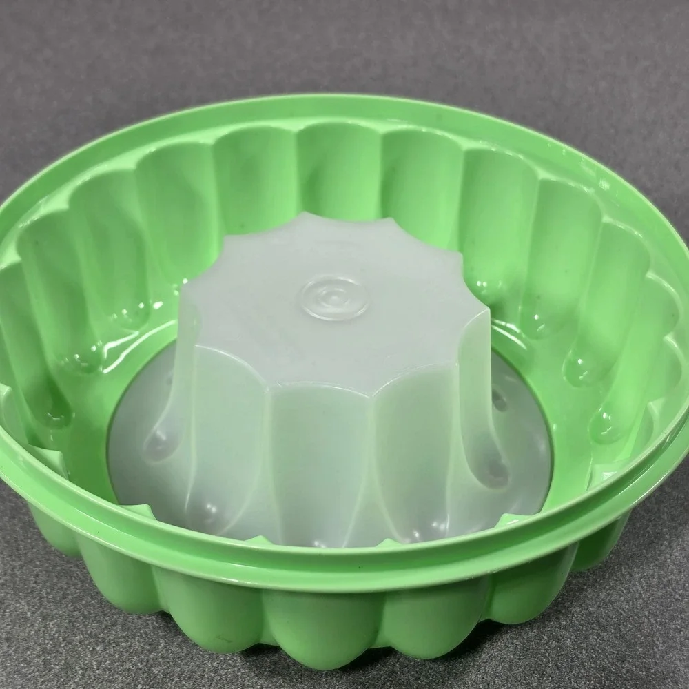 Tupperware Jel-Ring Mold Mint Green Excellent Fluted 3 Piece Set